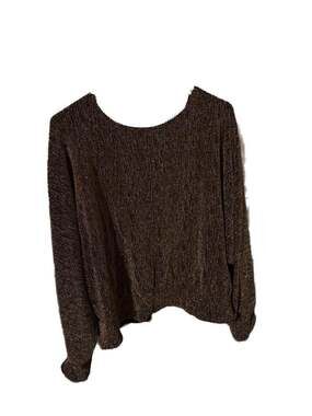 Le Soir par Molly Bracken Gold Metallic Pleated Open Back Top